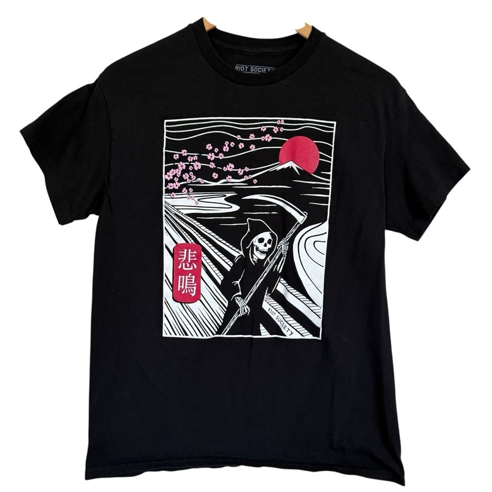 Riot Society Grim Reaper Graphic Japan Print‎ T-Shirt Men’s Size Medium